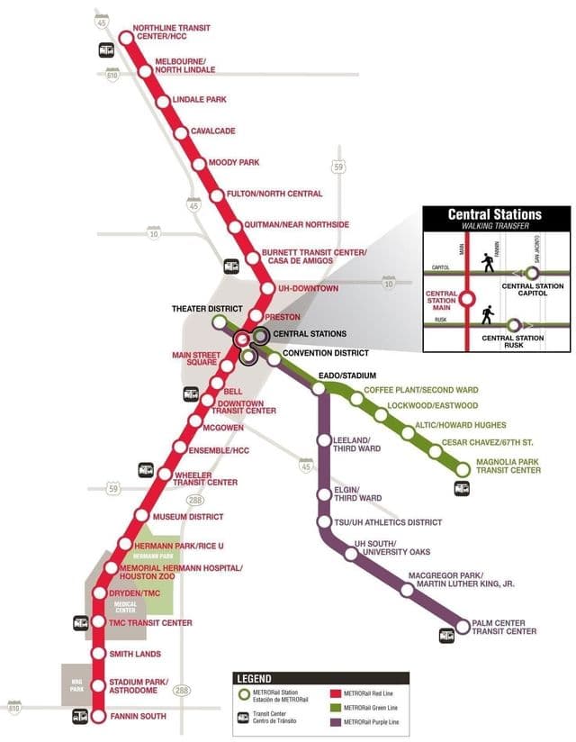 Houston subway station map