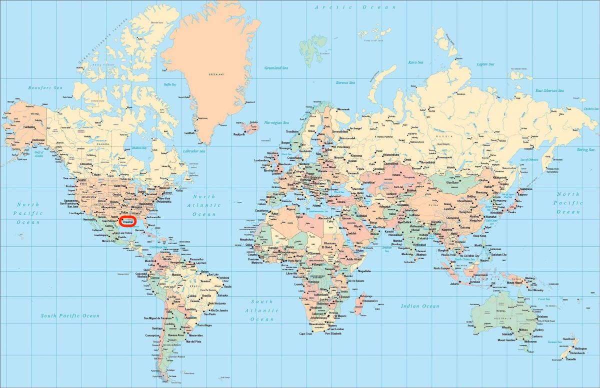 Houston location on world map