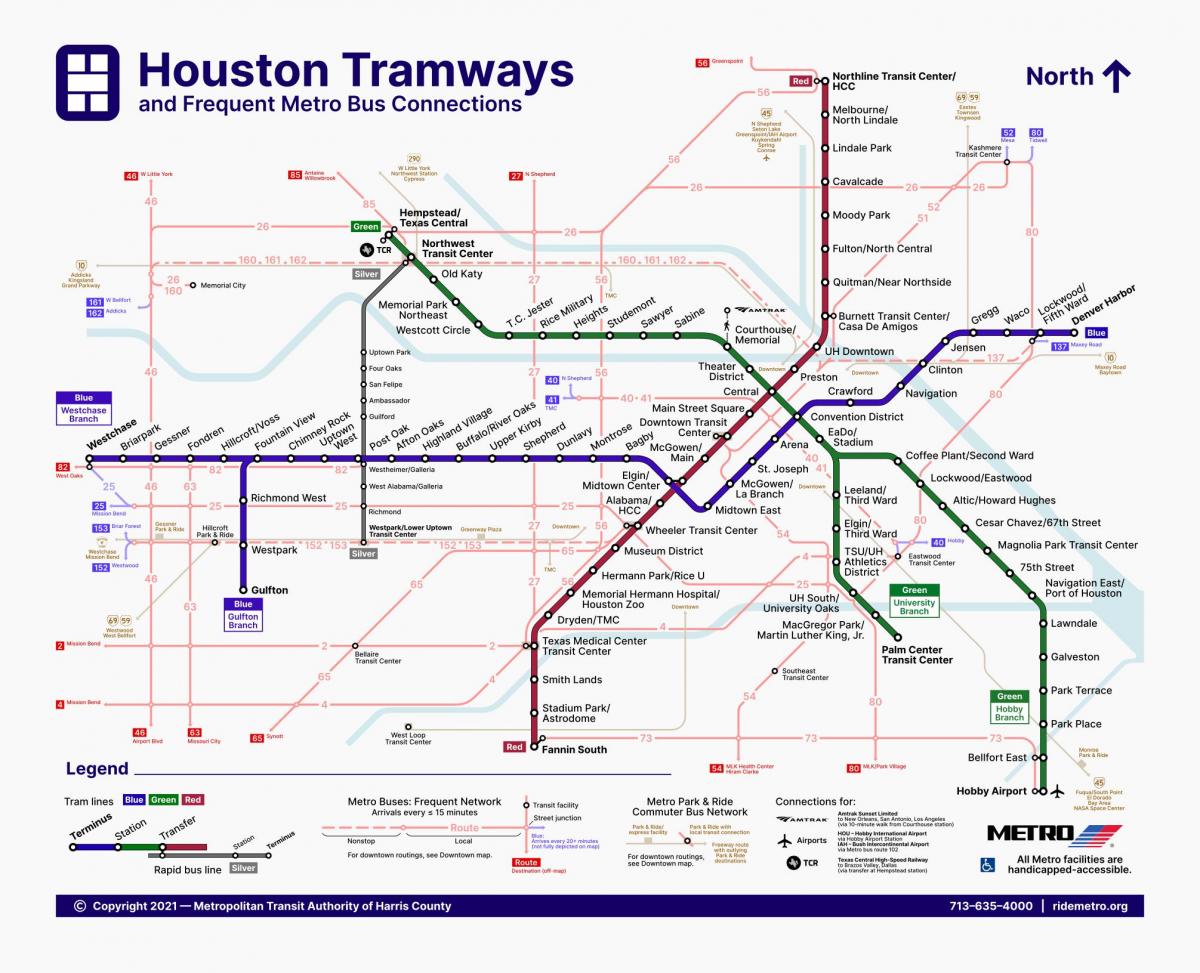 Houston tram stations map